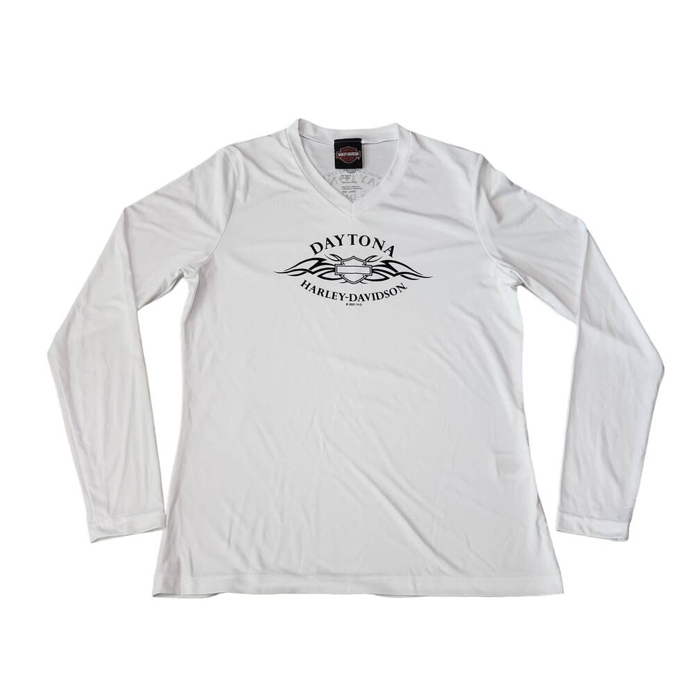 Harley Davidson Motor Cycle Bruce Ross Meyers Daytona Beach FL Long Sleeve Shirt